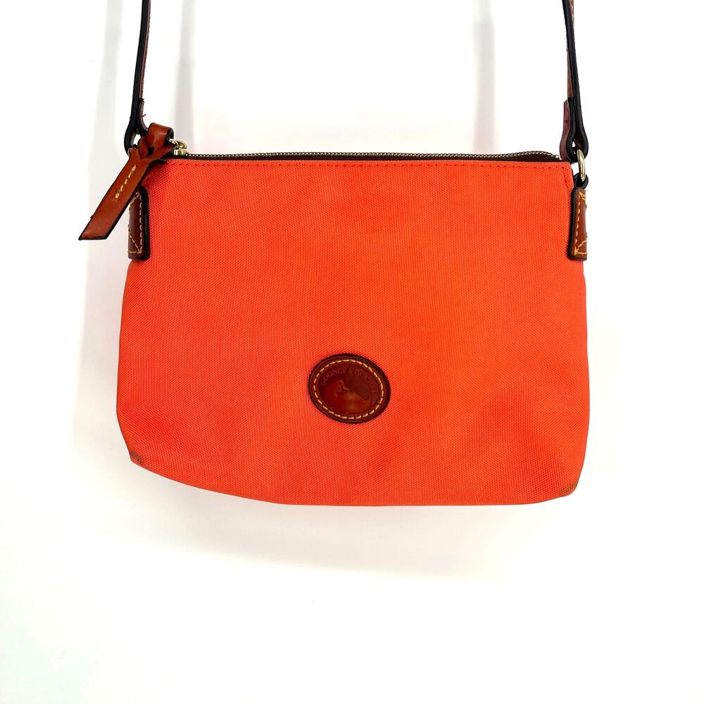 Dooney and Bourke Nylon Orange Sherbert Crossbody with Leather Strap